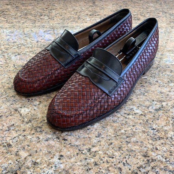 Vintage Bally Brown Leather Basket Weave Loafers main image 9